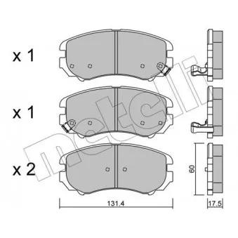 Jeu de 4 plaquettes de frein avant METELLI OEM 581012ca20