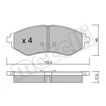 Jeu de 4 plaquettes de frein avant METELLI OEM 96534653