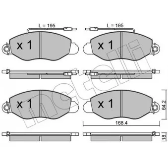 Jeu de 4 plaquettes de frein avant METELLI OEM 410609X226