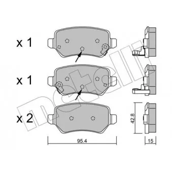 Jeu de 4 plaquettes de frein arrière METELLI OEM 58302A2A30