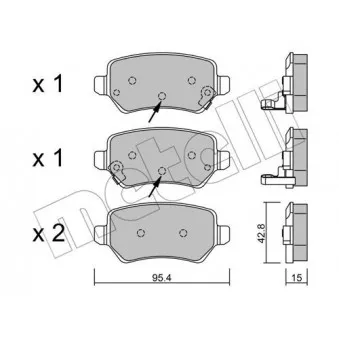 METELLI 22-0542-2 - Jeu de 4 plaquettes de frein arrière