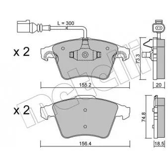 Jeu de 4 plaquettes de frein avant METELLI OEM 7L6698151B