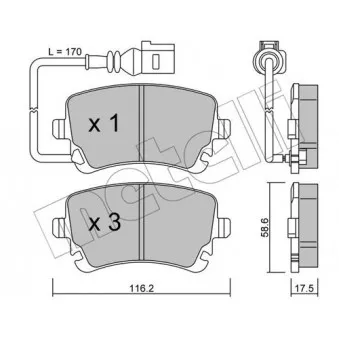 Jeu de 4 plaquettes de frein arrière METELLI OEM 7H0698451B