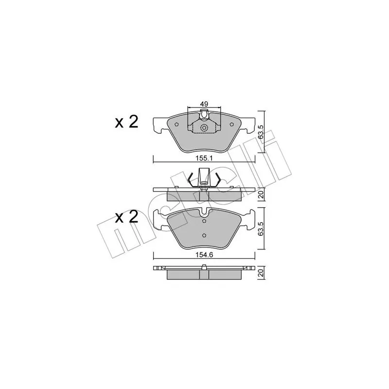 Jeu de 4 plaquettes de frein avant METELLI 22-0557-0 - Visuel 1