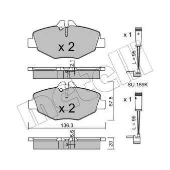 Jeu de 4 plaquettes de frein avant METELLI 22-0562-0K pour MERCEDES-BENZ CLASSE E E 220 CDI - 136cv