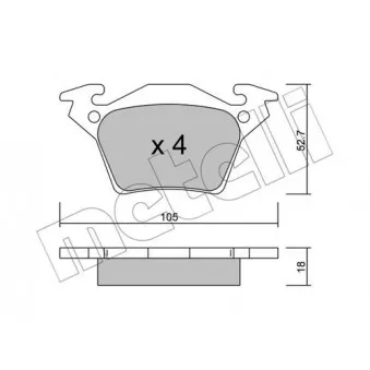 Jeu de 4 plaquettes de frein arrière METELLI OEM A0034200220