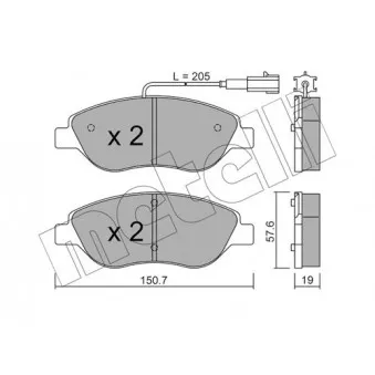 Jeu de 4 plaquettes de frein avant METELLI OEM 77365188