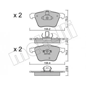 Jeu de 4 plaquettes de frein avant METELLI OEM 274331