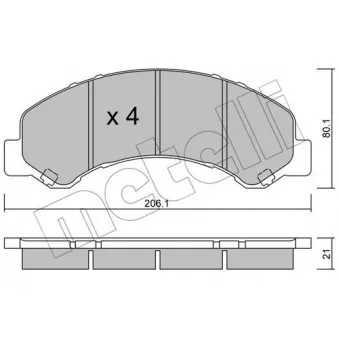 METELLI 22-0621-0 - Jeu de 4 plaquettes de frein avant