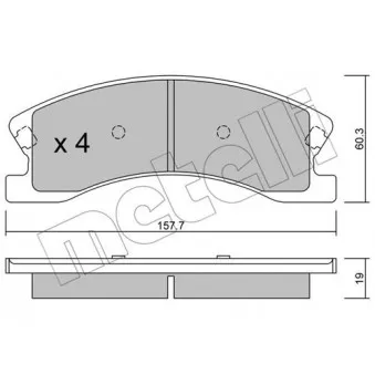 Jeu de 4 plaquettes de frein avant METELLI OEM 05093260aa