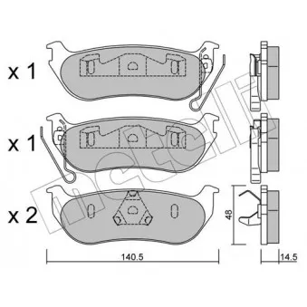 Jeu de 4 plaquettes de frein arrière METELLI OEM 05083882AC