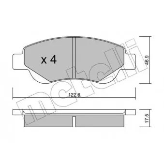 METELLI 22-0637-0 - Jeu de 4 plaquettes de frein avant