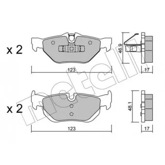 Jeu de 4 plaquettes de frein arrière METELLI OEM 34216790761