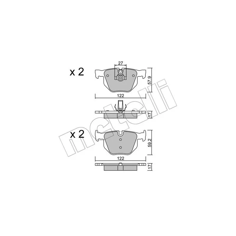 Jeu de 4 plaquettes de frein arrière METELLI 22-0644-0 - Visuel 1