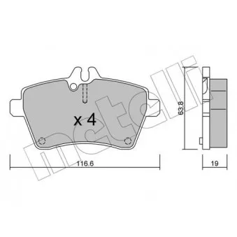 METELLI 22-0646-0 - Jeu de 4 plaquettes de frein avant