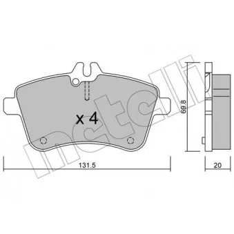 Jeu de 4 plaquettes de frein avant METELLI OEM A1694200120