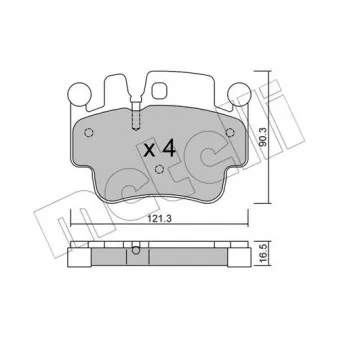 METELLI 22-0657-0 - Jeu de 4 plaquettes de frein arrière