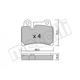 Jeu de 4 plaquettes de frein arrière METELLI OEM 7L6698451B