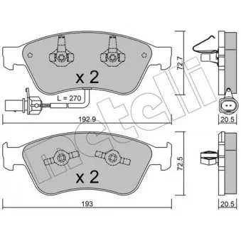 Jeu de 4 plaquettes de frein avant METELLI OEM 4E0698151E