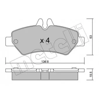 Jeu de 4 plaquettes de frein arrière METELLI OEM A0044206920