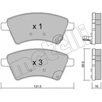 METELLI 22-0702-0 - Jeu de 4 plaquettes de frein avant