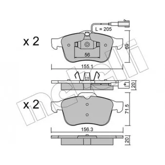 Jeu de 4 plaquettes de frein avant METELLI OEM 77363599