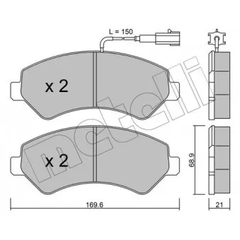 Jeu de 4 plaquettes de frein avant METELLI OEM 77367093