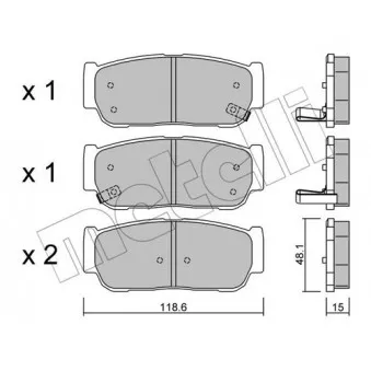 Jeu de 4 plaquettes de frein arrière METELLI OEM 48413091A0