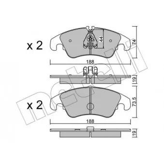 Jeu de 4 plaquettes de frein avant METELLI OEM 8K0698151E