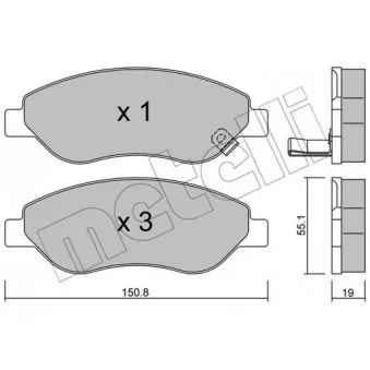 Jeu de 4 plaquettes de frein avant METELLI 22-0777-0 pour OPEL CORSA 1.7 CDTI - 130cv