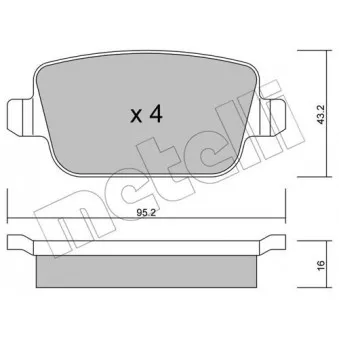METELLI 22-0780-0 - Jeu de 4 plaquettes de frein arrière