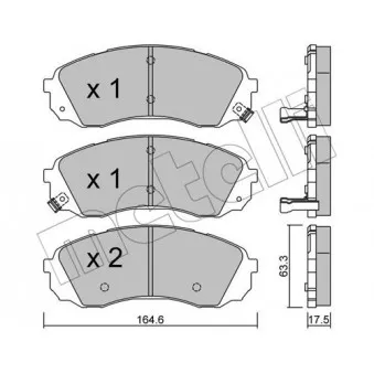 Jeu de 4 plaquettes de frein avant METELLI OEM 581014HA00