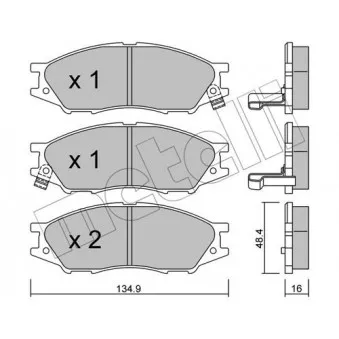 Jeu de 4 plaquettes de frein avant METELLI OEM AY040NS100