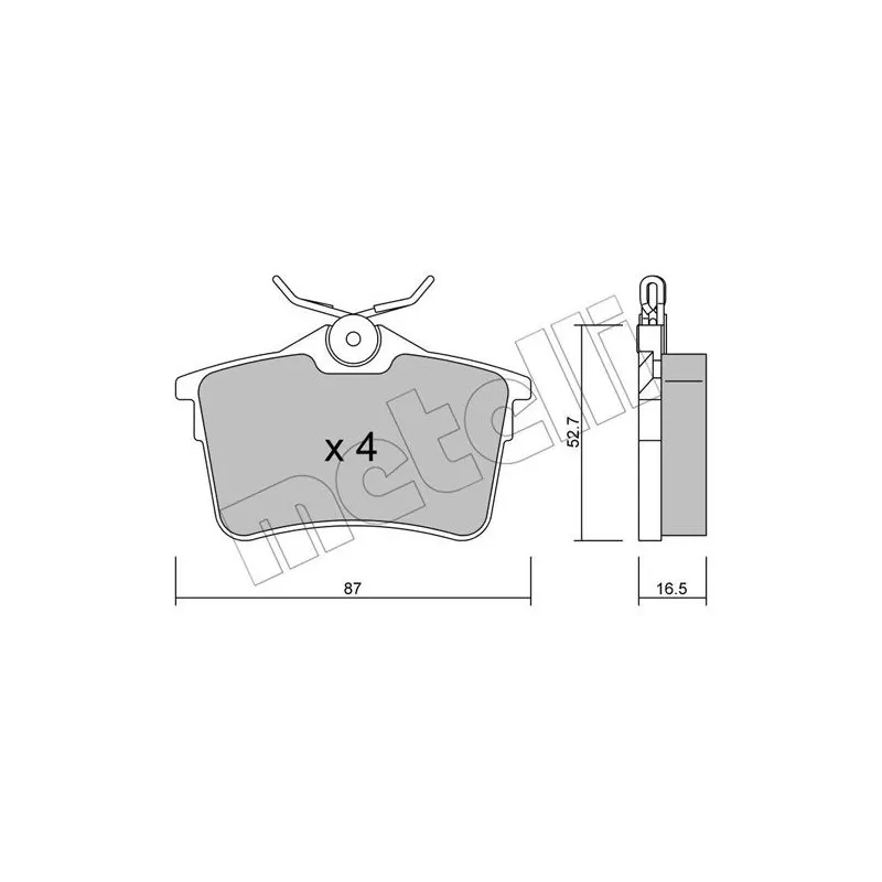 Jeu de 4 plaquettes de frein arrière METELLI 22-0816-0 - Visuel 1