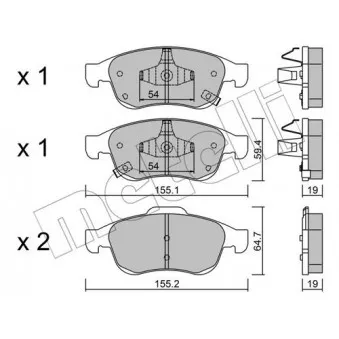 Jeu de 4 plaquettes de frein avant METELLI OEM 77367213