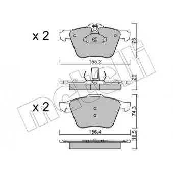 Jeu de 4 plaquettes de frein avant METELLI OEM C2C27291