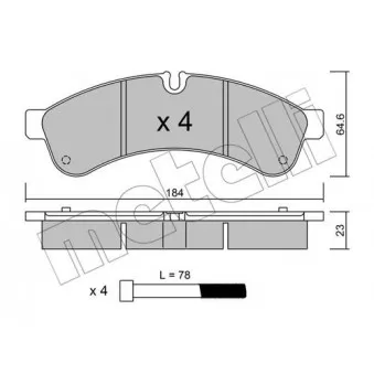 Jeu de 4 plaquettes de frein arrière METELLI OEM 504232980