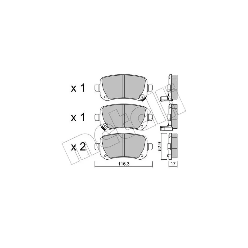 Jeu de 4 plaquettes de frein arrière METELLI 22-0864-0 - Visuel 1