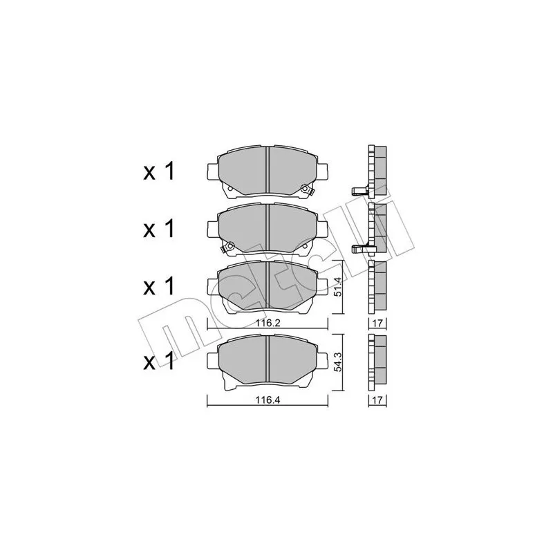 Jeu de 4 plaquettes de frein avant METELLI 22-0877-0 - Visuel 1