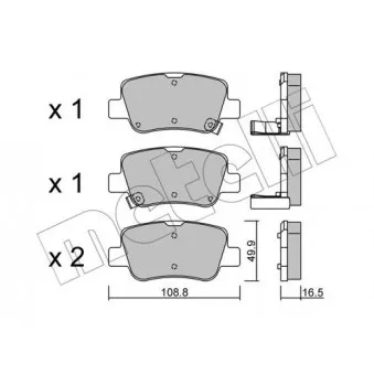 Jeu de 4 plaquettes de frein arrière METELLI OEM 0446605041