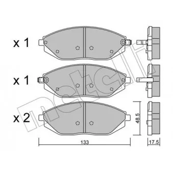 Jeu de 4 plaquettes de frein avant METELLI OEM 96682858