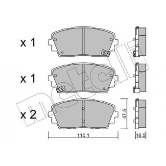 Jeu de 4 plaquettes de frein avant METELLI OEM 581011YA10