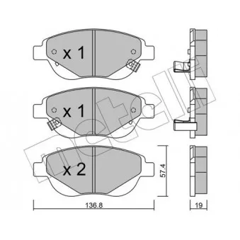 Jeu de 4 plaquettes de frein avant METELLI OEM 77366481
