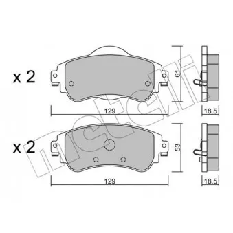 Jeu de 4 plaquettes de frein avant METELLI 22-0949-0 pour CITROEN C4 1.2 THP 110 - 110cv