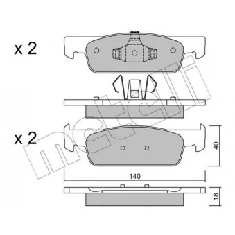 Jeu de 4 plaquettes de frein avant METELLI OEM 410605612R