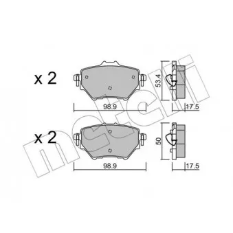 Jeu de 4 plaquettes de frein arrière METELLI 22-0987-0 pour CITROEN C4 1.2 PureTech 155 - 155cv