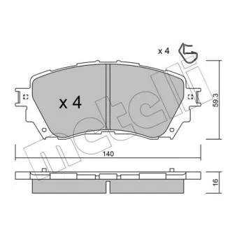 Jeu de 4 plaquettes de frein avant METELLI OEM G4YA3328ZB