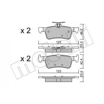 Jeu de 4 plaquettes de frein arrière METELLI OEM 1611331480