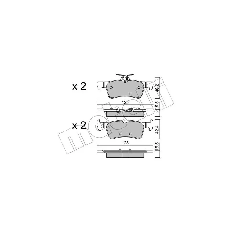 Jeu de 4 plaquettes de frein arrière METELLI 22-1042-0 - Visuel 1