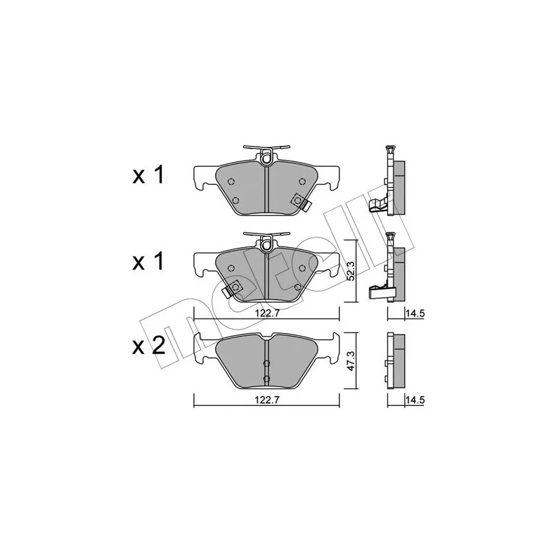 Jeu de 4 plaquettes de frein arrière METELLI 22-1087-0 - Visuel 1